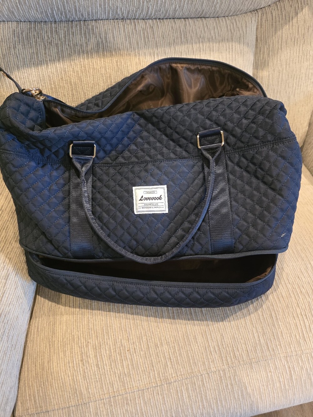 Quilted Navy Weekend Bag